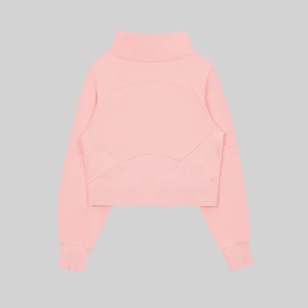 Design Cropped Half-Zip Pullover Sky Blue Hoodie - 5