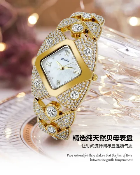 Design BELBI Diamond-Encrusted Gold-Tone Quartz Watch Watches - 3