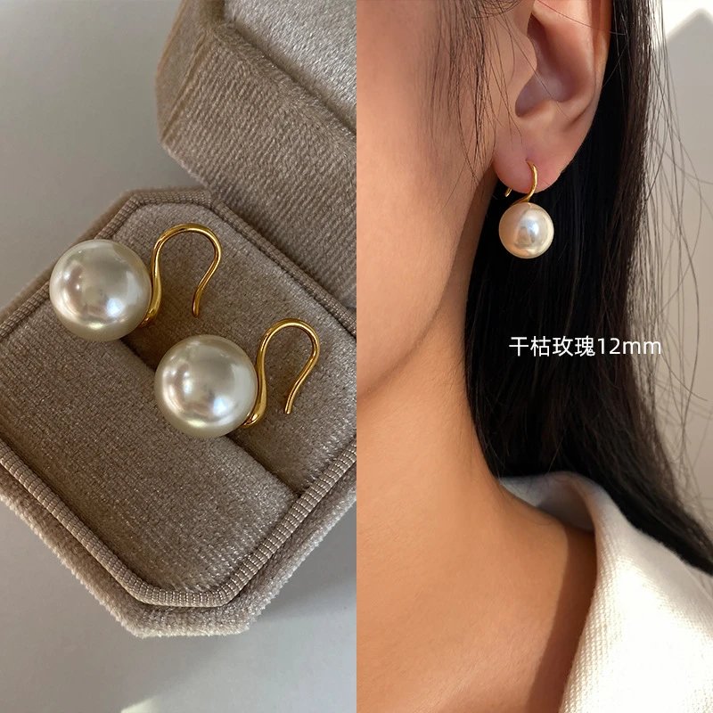 干枯玫瑰-12MM【S925银-金色耳钩】