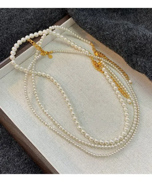 Design Pearl Choker Necklace Set in 2mm, 3mm, and 4mm Sizes White Necklaces Jewelry - 14