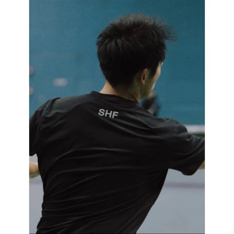 Black Short Sleeve Crewneck T-Shirt with Colorful Logo Minimalist Streetwear