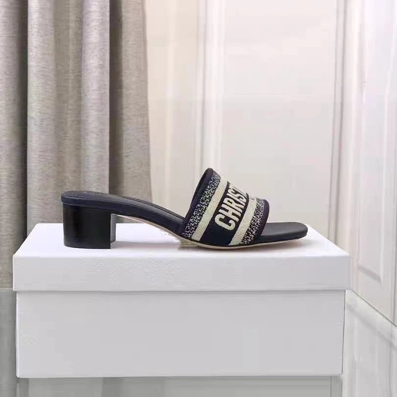 Dior J'Adior Black White Houndstooth Logo Slide Sandals