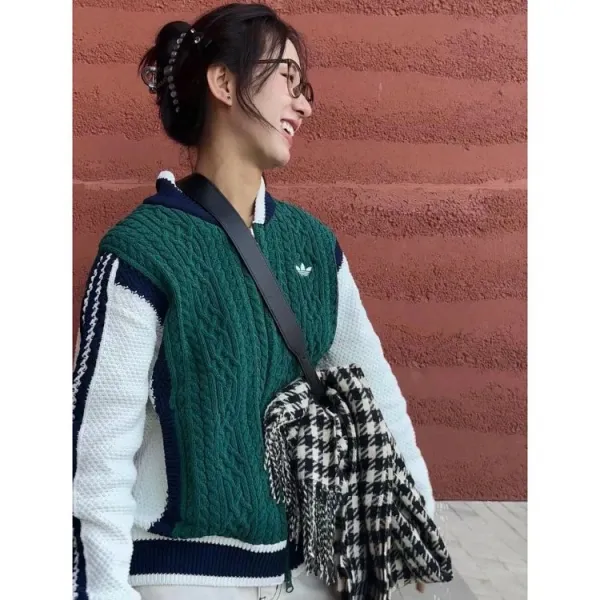 Adidas Originals Knit Cardigan Brown Multicolor Cardigan Outerwear.cardigan - 9
