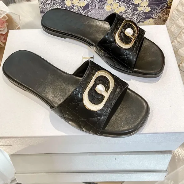 Dior J'Adior Slide Beige Quilted Leather Slippers - 7