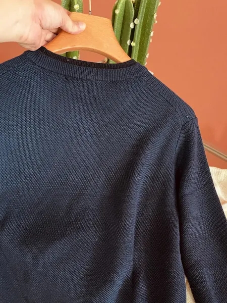 Design Knit Sweater in Cream with Textured Waffle Stitch - 27