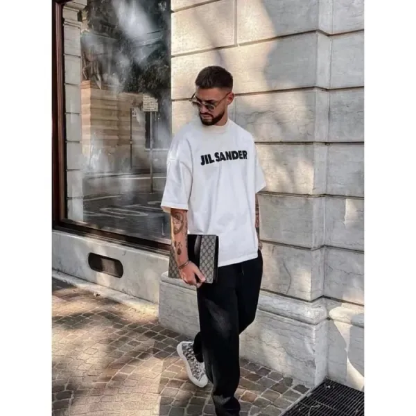 Jil Sander Logo Print Oversized T-Shirt Navy - 13