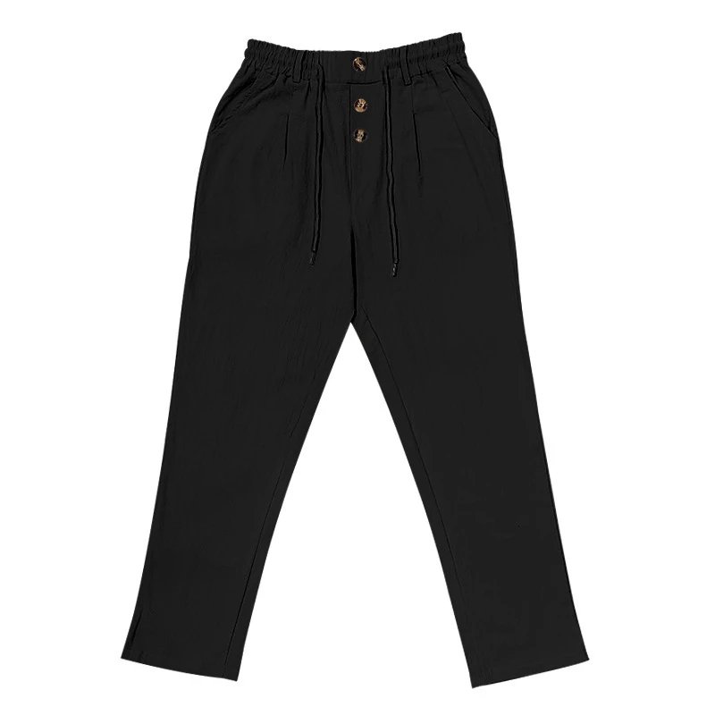 Design Wide-Leg Linen-Blend Trousers Black Pants - 21