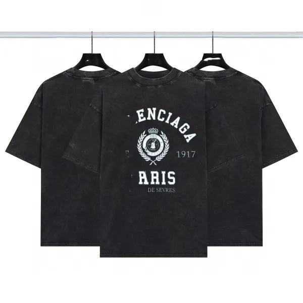 Balenciaga Enciaga Paris 1917 Washed Black T-Shirt - 1