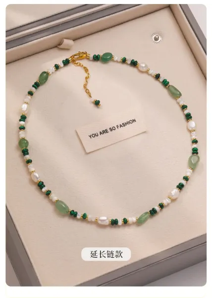 Design Pearl and Green Stone Beaded Bracelet Jewelry - 19
