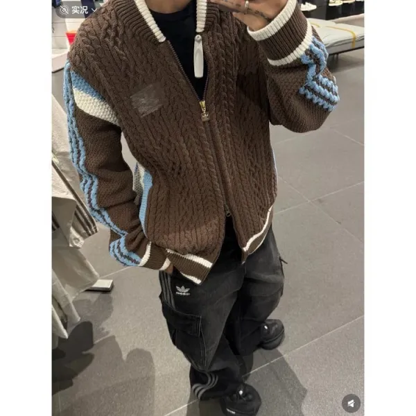 Adidas Originals Knit Cardigan Brown Multicolor Cardigan Outerwear.cardigan - 4