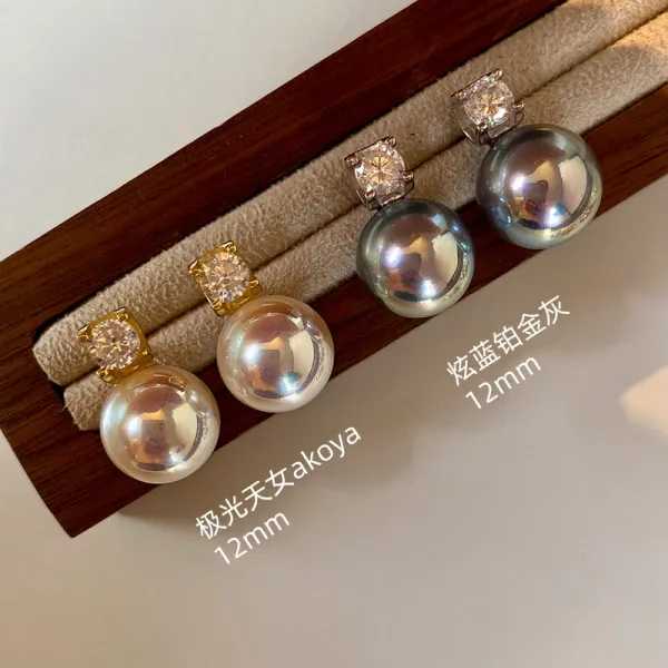 Design Pearl and Crystal Stud Earrings Set White Jewelry - 9