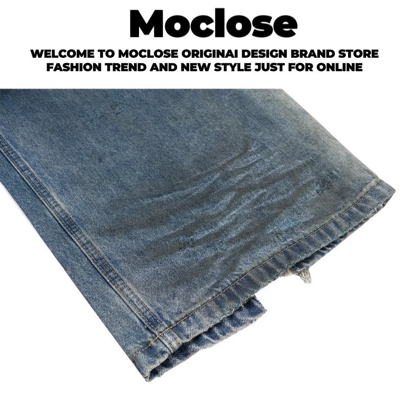 Design Moclose Distressed Wide-Leg Blue Jeans - 25