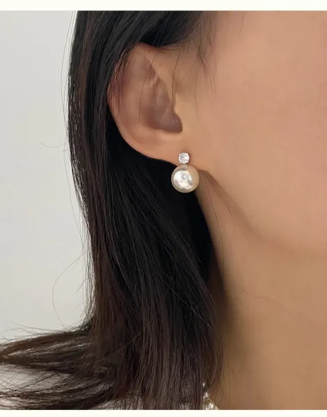 Design Pearl and Crystal Stud Earrings Set White Jewelry - 12