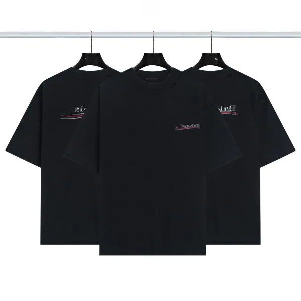 Balenciaga Logo Stripe Black T-Shirt - 1