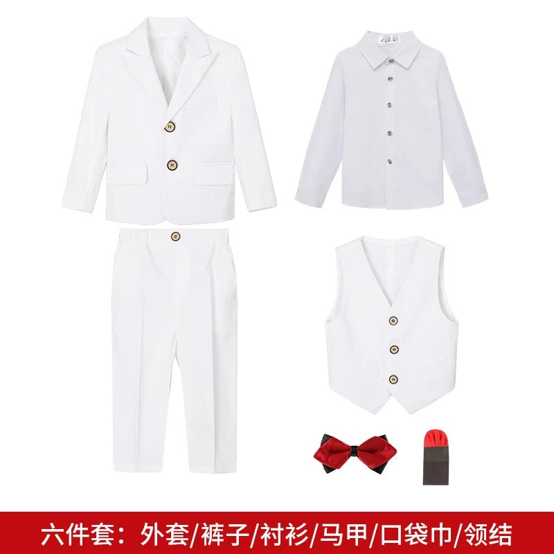 白色6件套（衬衫+外套+马甲+长裤+口袋巾+领结）