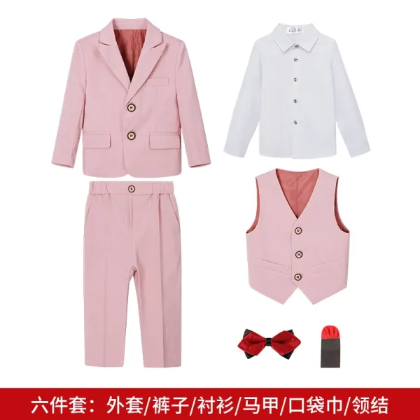 Design Pink Formal Six-Piece Suit Set for Kids - 1