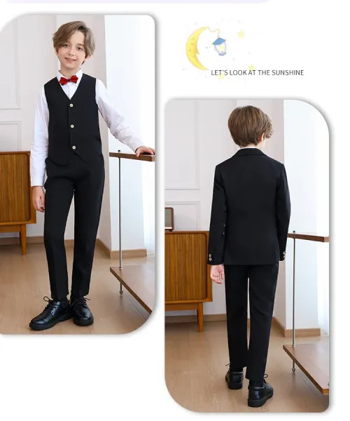 Design Six-Piece Formal Suit Set Gray with White Shirt and Red Bow Tie - 16