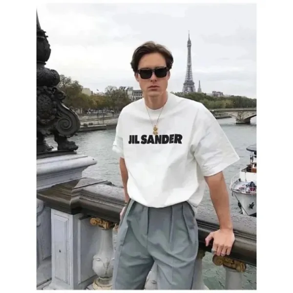 Jil Sander Logo Print Oversized T-Shirt Navy - 16