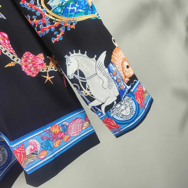 Versace Baroque Print Shirt and Shorts Set Navy Multicolor - 7
