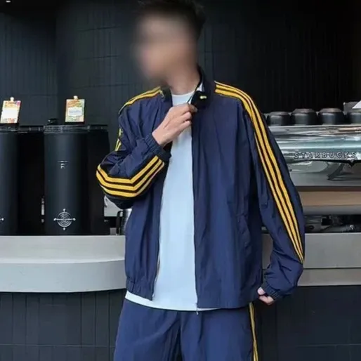 Adidas Originals Track Jacket Navy with Yellow Stripes Tracksuit - 1