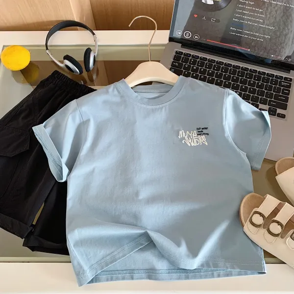 Design Embroidered Graphic T-Shirt Light Blue T-Shirt - 9