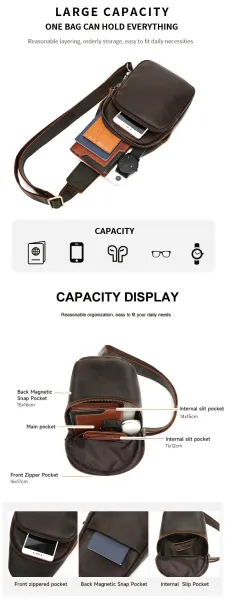 Design Leather Sling Bag Brown Crossbody Bag - 6