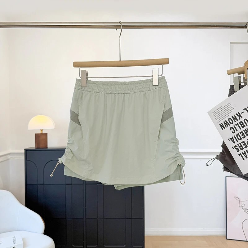 Design Lightweight Mesh-Panel Drawstring Shorts Sage Green - 10