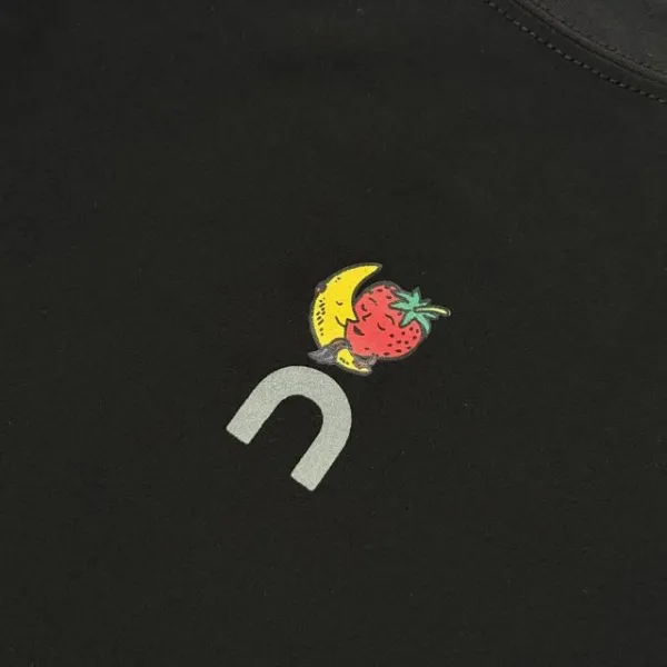 Design Short-Sleeve Ribbed T-Shirt with Colorful Logo Print Black - 26