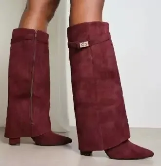 Design Suede Slouchy Knee-High Boots Beige - 12