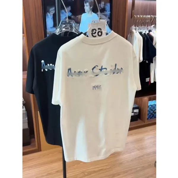 Acne Studios Logo Print Black T-Shirt - 6