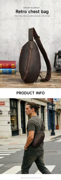 Design Leather Sling Bag Brown Crossbody Bag - 3