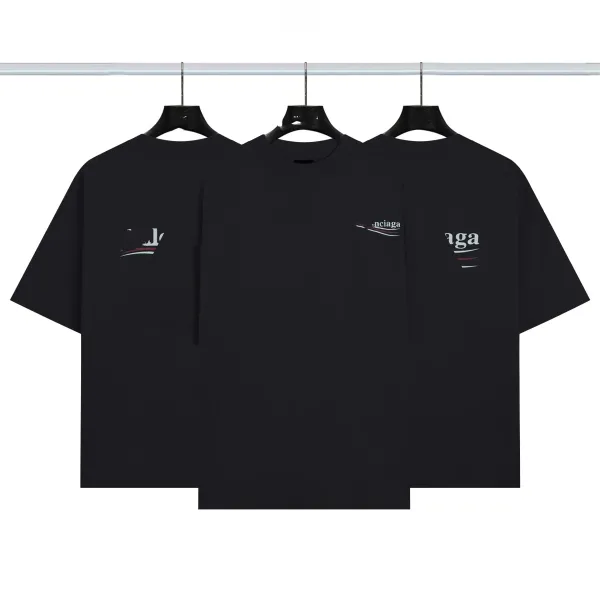 Balenciaga Logo Print Oversized T-Shirt Black - 1