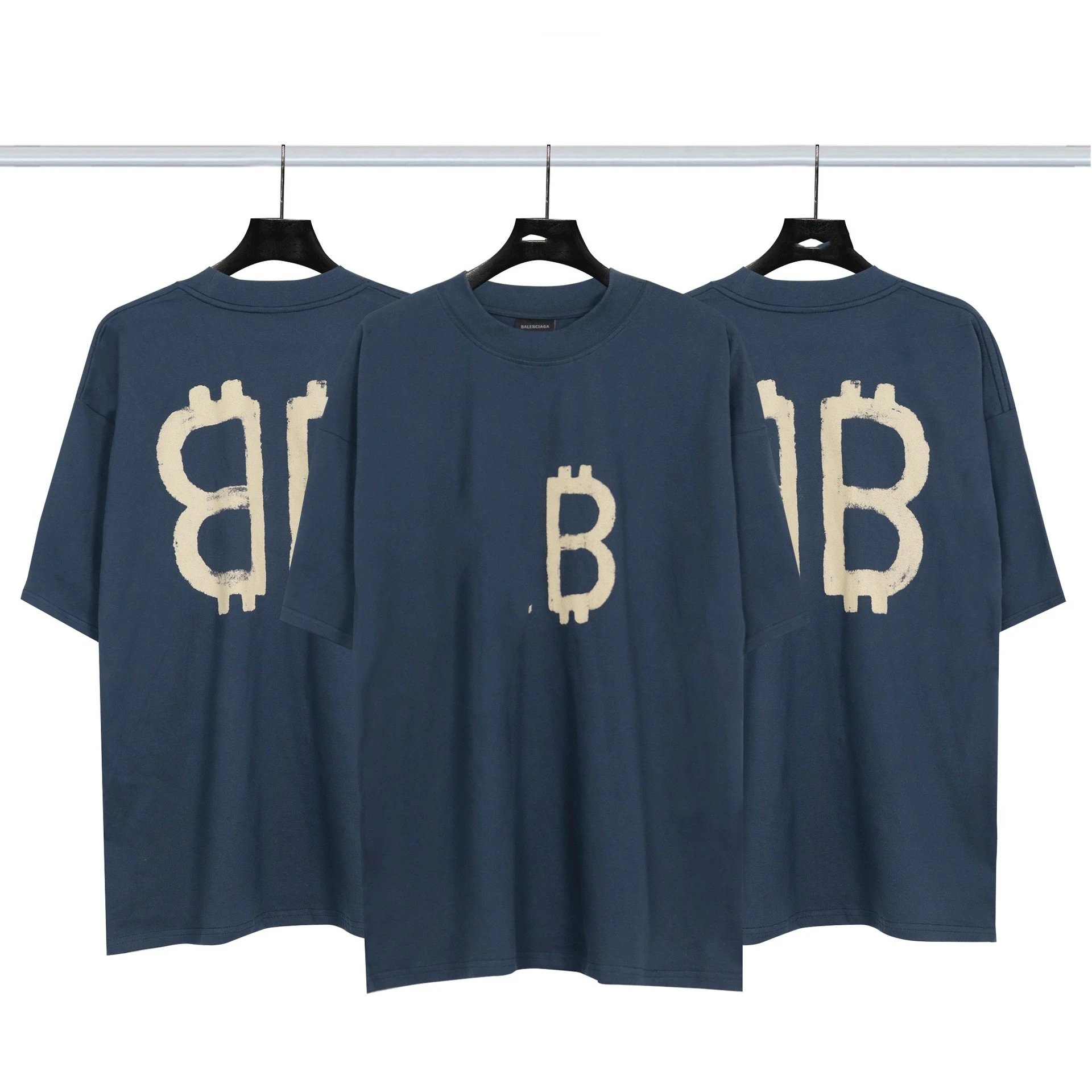 Balenciaga Bitcoin Logo Oversized T-Shirt Navy