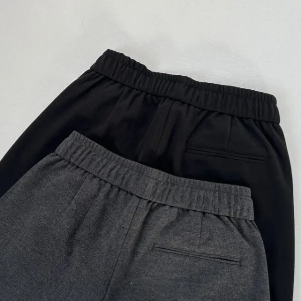 Design Paris-Style Double-Pleated Wool Blend Trousers in Charcoal and Black Dress Pants - 22