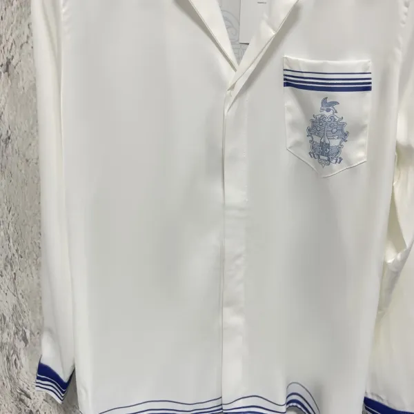 Casablanca Tennis Shirt White with Navy Stripes Shirt - 5