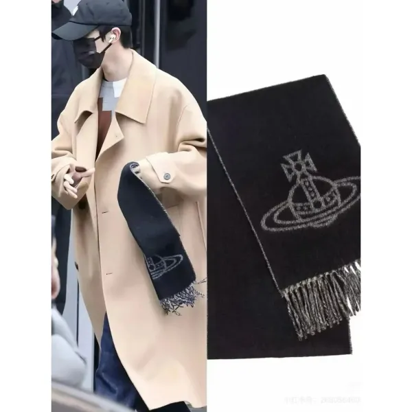 Vivienne Westwood Orb Logo Cashmere Scarf Black - 11