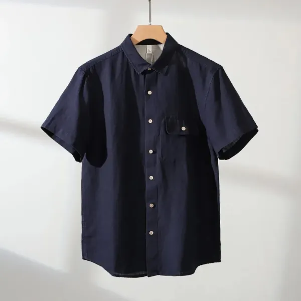 Design Short-Sleeve Button-Up Shirt White - 9