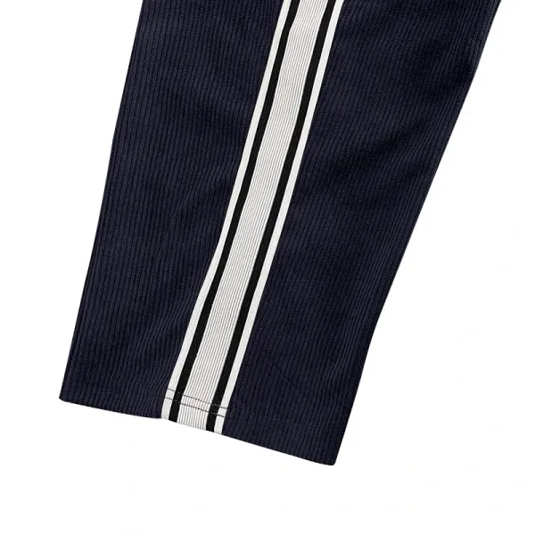 Design Corduroy Track Pants Black with White Stripes Sweatpants - 13
