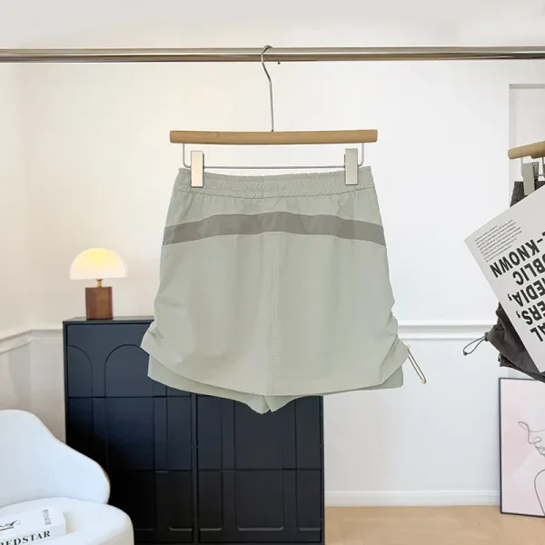 Design Lightweight Mesh-Panel Drawstring Shorts Sage Green - 11