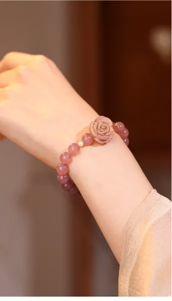 Design FENWUMEIGUI Pink Mist Rose Bracelet Jewelry - 14
