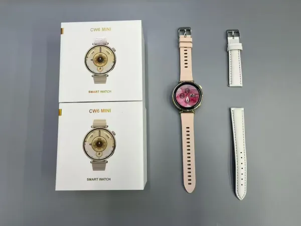 Design CW6 Mini Smart Watch Pink Beige Strap Smartwatch - 5