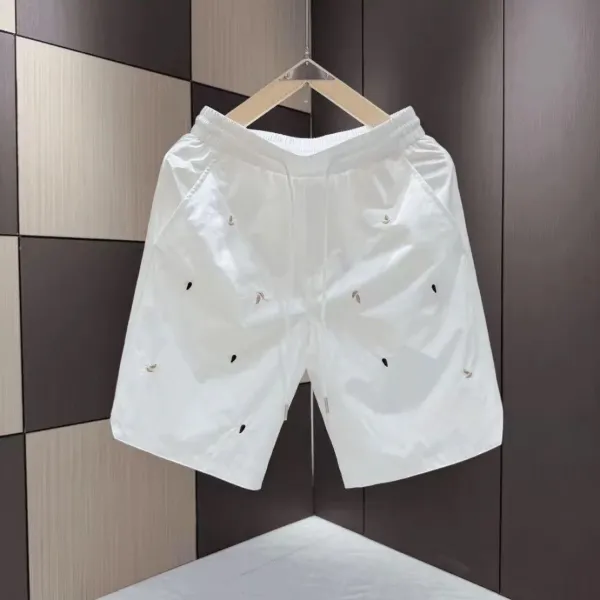 Design Embellished Glossy White Shorts - 1
