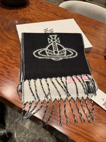 Vivienne Westwood Orb Logo Cashmere Scarf Black - 33