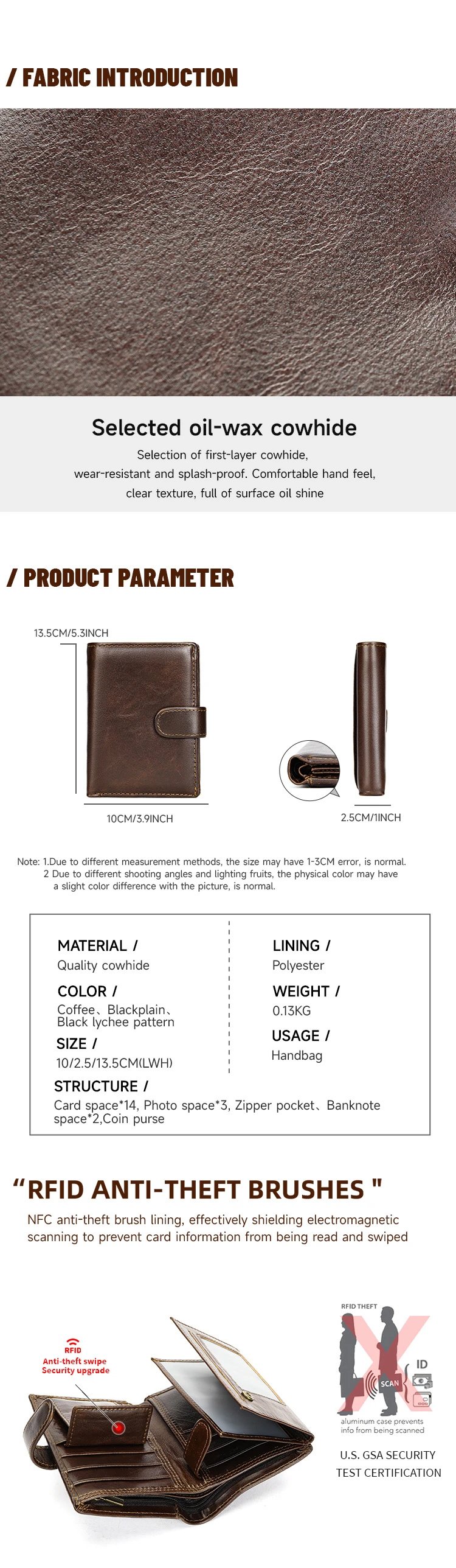 Design Classic Snap Closure Brown Leather Short Wallet - 3