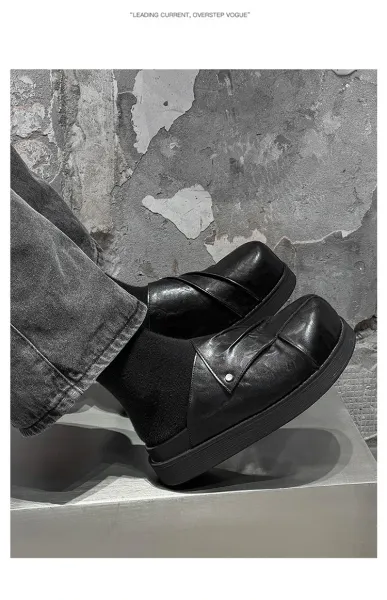 Design Chunky Leather Slide Black Slipper - 11