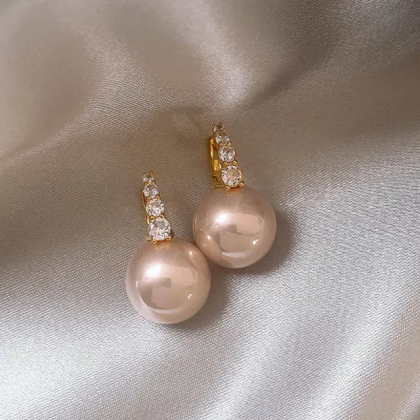 Design Pearl Drop Earrings with Cubic Zirconia in Gold-Tone Setting Jewelry - 8