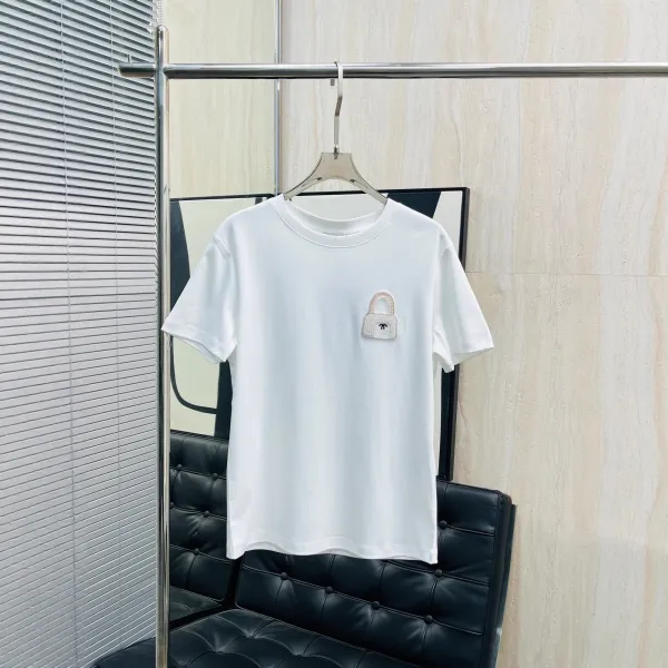 Chanel Lock Embroidery Pink T-Shirt - 3