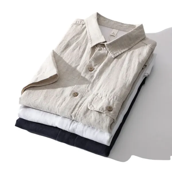 Design Short-Sleeve Button-Up Shirt White - 19