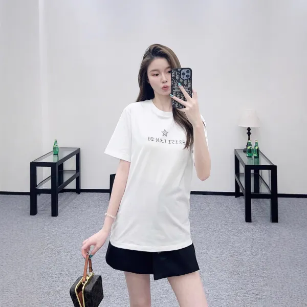 Dior Christia Dior Embroidered Star White T-Shirt - 4