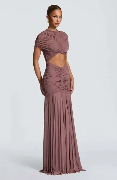 Design Ruched Sheer Cut-Out Gown Black Formal Dress - 20